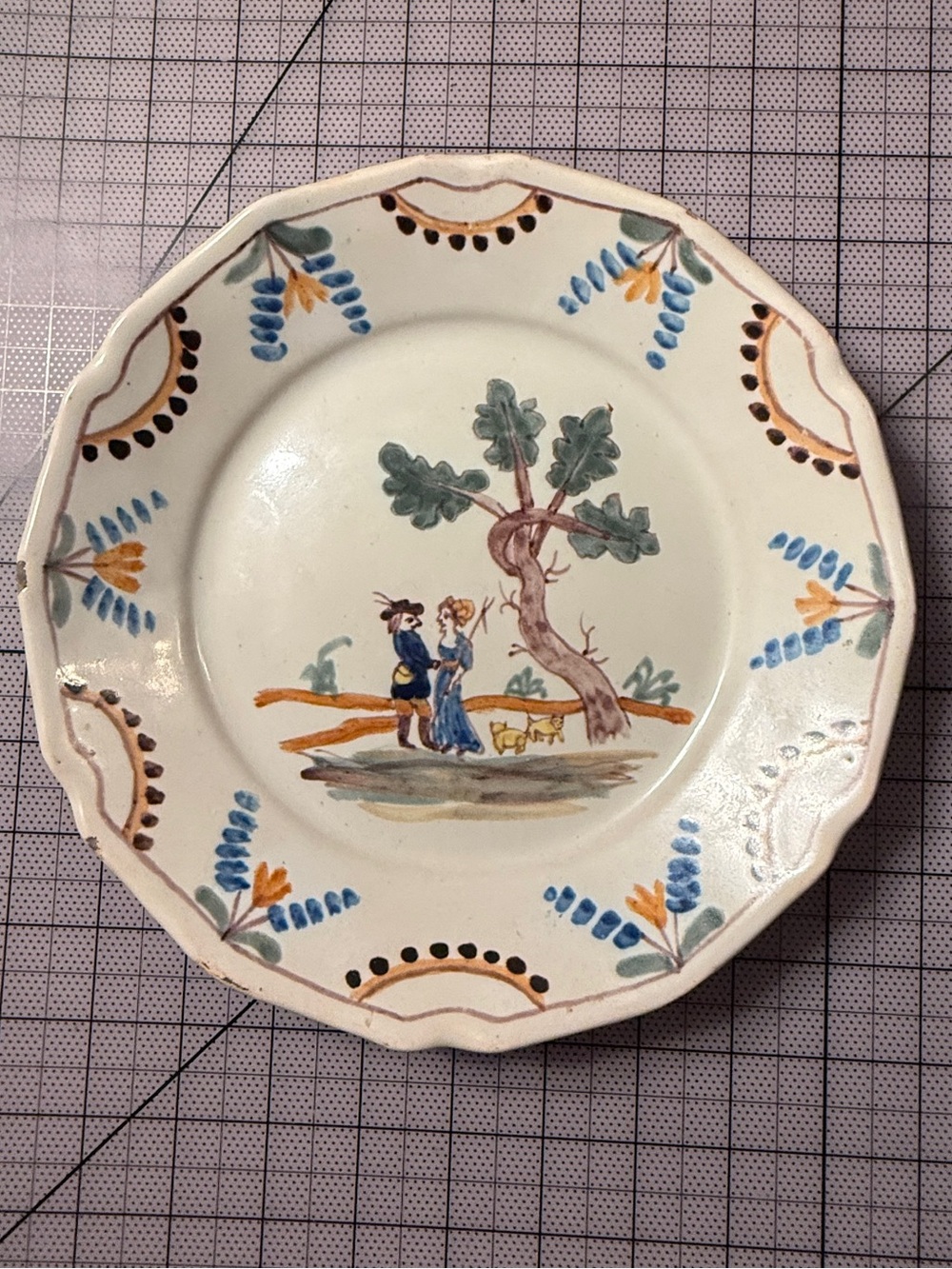 18th Century Antique French Nevers Faience, Tin-Glazed Polychrome Earthwnware